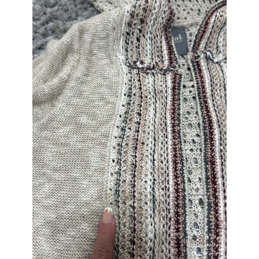 Natural Reflections Womens Boho Hooded Open Front Cardigan Oatmeal Size S - Picture 10 of 13